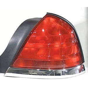 Right <u><i>Passenger</i></u> Tail Light Assembly Replacement for 1999-2005 Ford Crown Victoria - Base Model, LX, Police Interceptor, S, Special Edition - with 2 Bulb Light, Bright Molding,  XW7Z13404BA
