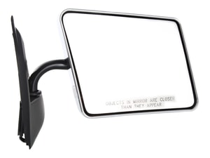 Manual Adjust and Manual Folding Mirror for Chevrolet S10 Pickup 1982-1993 / S10 Blazer 1983-1994, Right <u><i>Passenger</i></u>, Non-Heated, Below Eyeline Type, Chrome, Replacement