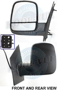 2008 - 2022 Chevrolet Express 3500 Side View Mirror Assembly / Cover / Glass Replacement - Left <u><i>Driver</i></u> Side