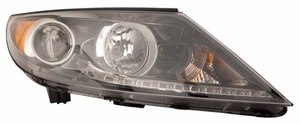 Headlight Assembly for Kia Sportage 2011-2012, Right <u><i>Passenger</i></u>, Halogen, with LED Daytime Running Lights, Base/LX Models - CAPA-Certified, Replacement