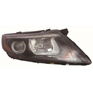 Headlight Assembly for 2014-2015 Kia Optima, Right <u><i>Passenger</i></u>, High-Intensity Discharge, USA Built with LED Position Light, Composite,  921022T560, Replacement