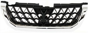 Grille for Mitsubishi Montero Sport, 2000-2001 Models, Made of Plastic, Chrome Shell with Painted Black Insert, Replacement