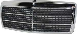 Plastic Grille for Mercedes-Benz 190D (1984-1989), 190E (1984-1993), Chrome Shell with Primed (Ready to Paint) Insert, 11 Moulding, (201) Chassis, Replacement