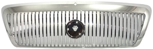 Grille for 2003-2005 Grand Marquis, Two Tone Chrome Shell and Insert, Without Emblem, With Hole, Replacement