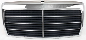 Grille for Mercedes-Benz E-CLASS 1986-1993, Chrome Shell with Gray Insert, Suitable for 124 Chassis, Replacement
