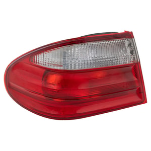 Tail Light for Mercedes-Benz E-Class Sedan Elegance Package 2000-2002, Left <u><i>Driver</i></u>, Outer, Lens and Housing, Red and Clear, Replacement