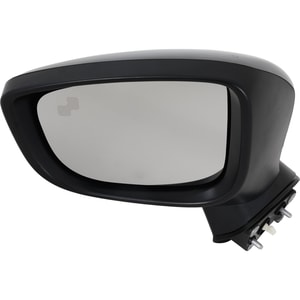 Power Mirror for the 2017-2018 Mazda 3 Left <u><i>Driver</i></u>, Manual Folding, Non-Heated, Paintable w/ Blind Spot Monitoring and Signal Light, for Mexico Built Hatchback/Sedan Vehicle, Replacement