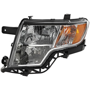 Headlight Assembly for Ford Edge 2007-2010, Left <u><i>Driver</i></u>, Halogen, Chrome Interior, Excluding Sport Model, Replacement