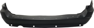 Rear Bumper Cover for Dodge Grand Caravan 2005-2007, Primed (Ready to Paint), with Rear Object Sensor Holes, Single Exhaust Hole, Black Trim, Chrome Molding, Replacement