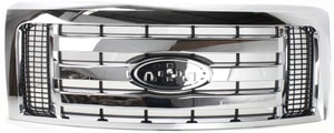 Grille for Ford F-150 XLT Model, 2009-2012, Plastic Material, Chrome Shell with Black Insert, Replacement