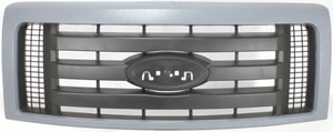 Plastic Grille for 2009-2014 Ford F-150 STX/FX4 Models, Gray Shell/Textured Black Insert, Replacement