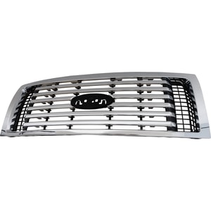 Plastic Grille for 2010-2012 Ford F-150 XLT Model, Painted Black Shell and Chrome Insert, Replacement
