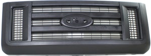 Grille for Ford Econoline Van 2008-2021, Plastic Material in Painted Black Shell and Insert, Replacement