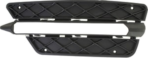 Front Bumper Grille for Mercedes Benz C-Class 2012-2015, Right <u><i>Passenger</i></u> Outer Side, Textured Black, With Sport Coupe/Sedan, Replacement
