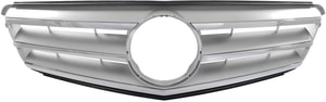 Grille for Mercedes-Benz C-Class 2008-2014, Painted Silver Shell and Insert, with Sport Package, without AMG Styling Package, Sedan, Replacement