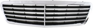 Grille for Mercedes C-Class Sedan/Wagon 2001-2007, Chrome Shell with Painted Black Insert, Avantgarde and Elegance Package, Replacement