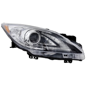 Right <u><i>Passenger</i></u> Headlight for 2010-2013 Mazda 3, Lens and Housing, High-Intensity Discharge/Xenon, without High-Intensity Discharge Kit, without Auto Level Control, with Daytime Running Light, Replacement
