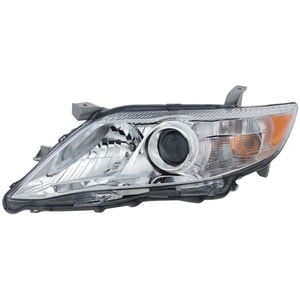 Headlight Assembly for Toyota Camry 2010-2011, Left <u><i>Driver</i></u>, Halogen Light, Chrome Interior, Fits Base/LE/XLE Models, USA Built Vehicle, Replacement