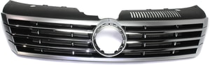 Grille for Volkswagen Passat CC 2013-2017, Painted Black Shell and Insert, Plastic, Replacement