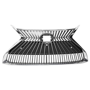 Chrome Shell Grille with Painted Silver Black Insert for 2019-2021 ES350/ES300h, without F Sport Package, with Camera Hole, Suitable for North America/Japan Built Lexus Vehicles, Replacement