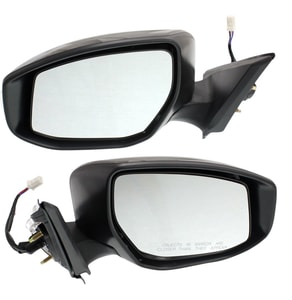 Power Heated Mirror Pair/Set for Nissan Altima 2013-2018, Right <u><i>Passenger</i></u> and Left <u><i>Driver</i></u>, Manual Folding, Paintable, with In-Housing Signal Light, Without Auto Dimming, BSD, and Memory Replacement.