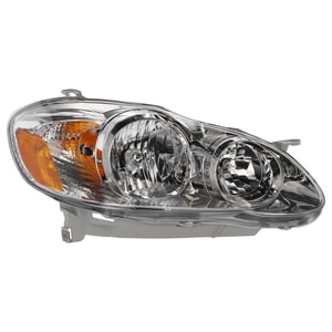 Headlight Assembly for 2005-2008 Toyota Corolla, Right <u><i>Passenger</i></u>, Halogen, CE/LE Models, Chrome Interior, USA Built Vehicle, Replacement