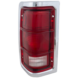 Tail Light for Dodge Full Size Pickup 1988-1993, Left <u><i>Driver</i></u> Side, Lens and Housing with Chrome Trim, Replacement