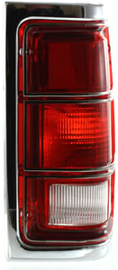 Tail Light for Dodge Full Size Pickup 1981-1987, Right <u><i>Passenger</i></u> Side, Lens and Housing with Chrome Trim, Replacement