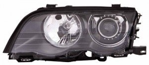 Left <u><i>Driver</i></u> Headlight Assembly for 1999-2001 BMW 330i, Front Replacement Housing/Lens/Cover, 4 Door Sedan, E46 Body Code, with Xenon HID Lights, Composite,  63126902763, Replacement