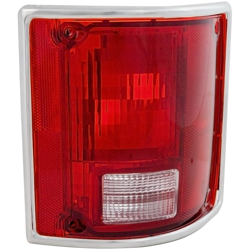 Tail Light for Chevrolet Suburban 1978-1991, Right (Passenger), Lens and Housing with Chrome Trim, Replacement