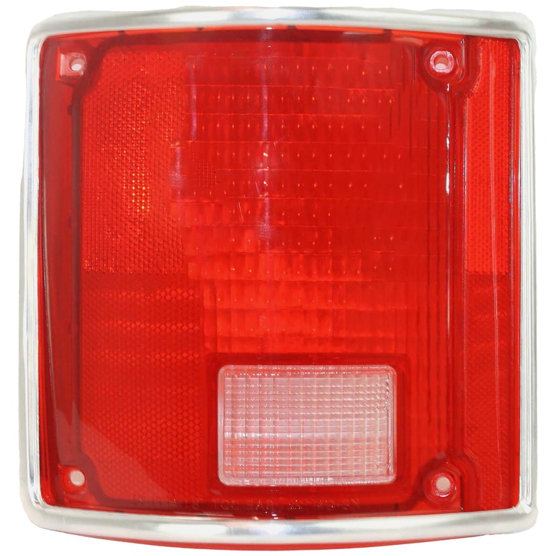 Tail Light Lens Left (Driver) with Chrome Trim for Chevrolet Suburban 1973-1991, Replacement