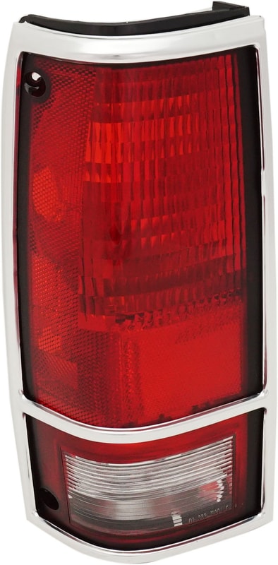 Tail Light for Chevrolet S10 Blazer 1983-1994, Left (Driver) Side, Lens and Housing with Chrome Trim, Replacement