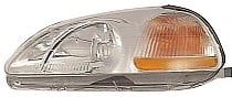 Left (Driver) Headlight Assembly for 1996 - 1998 Honda Civic, Includes Side Marker Light without Bulbs or Sockets, Composite,  33151S01305, Replacement