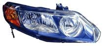 Right (Passenger) Headlight Assembly for 2006 - 2008 Honda Civic Sedan (Automatic Transmission and Manual Transmission), Replacement without Bulbs or Sockets, Composite  33101SNAA02; includes Side Marker, Park, and Signal Lights.