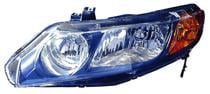 Left (Driver) Headlight Assembly for 2006 - 2008 Honda Civic Sedan (Automatic & Manual Transmission), Includes Side Marker/Park/Signal Lights, Without Bulbs or Sockets, Composite,  33151SNAA02, Replacement