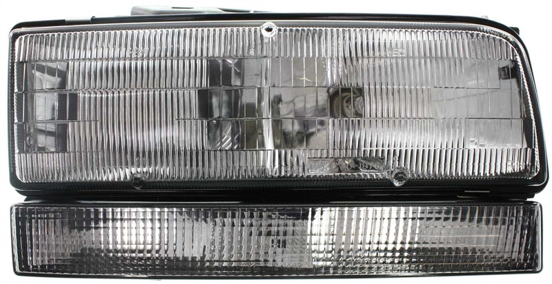 Headlight Assembly for Buick Park Avenue 1991-1993, Right (Passenger) Side, Halogen, with Black Edged Lens, Includes Park Light, Replacement
