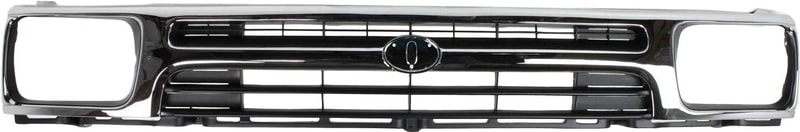 Grille for 1992-1995 Toyota Pickup, Chrome Shell with Painted Black Insert, Plastic, 1-Piece Type, 2WD (Two-Wheel Drive), Replacement