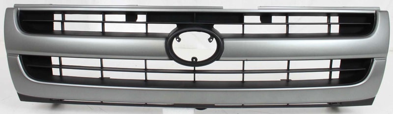Grille for 1997-2000 Toyota Tacoma, 2WD (Two-Wheel Drive), Excluding Pre-Runner Model, Painted Silver Shell/Black Insert, Without Color Keypad Package, Replacement