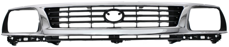 Grille for 1995-1996 Tacoma, Plastic, Chrome Shell/Painted Black Insert, 2WD (Two-Wheel Drive), Replacement