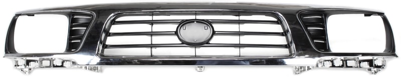 Grille for Toyota Tacoma 1995-1997, Chrome Shell with Painted Black Insert, 4WD (Four-Wheel Drive) Replacement