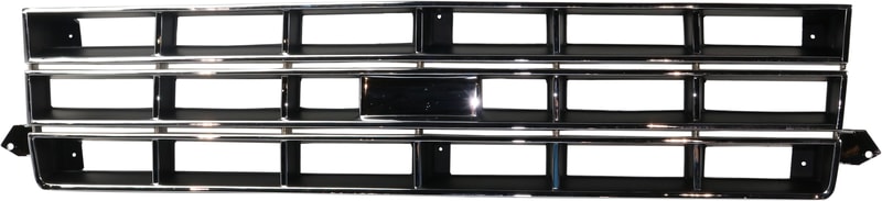 Grille for 1983-1990 Chevrolet S10 Blazer/1982-1990 S10 Pickup, Chrome Shell with Painted Black Insert, Replacement