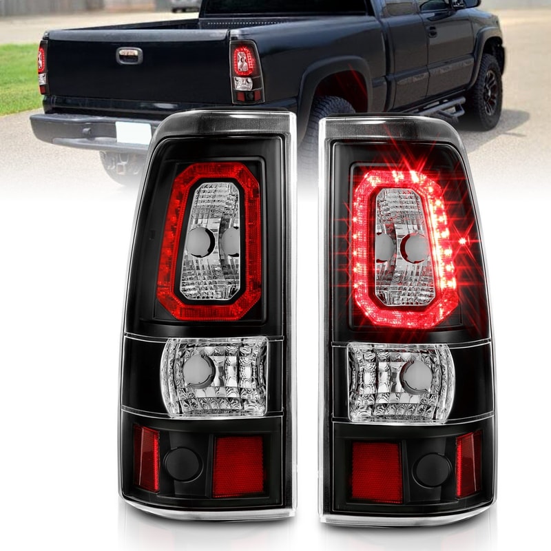 Left (Driver) Tail Light Assembly for 1999 - 2002 GMC Sierra 1500, Rear Lens/Cover Replacement, Fleetside, Late Design,  15198453, Sockets differ from early design, Replacement