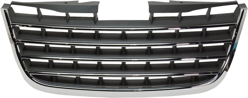 Grille for 2008-2010 Town and Country, Chrysler, Plastic Construction, Chrome Shell with Painted Dark Gray Insert, Suited for Limited, Touring, Walter P. Chrysler Signature Series Models, Replacement