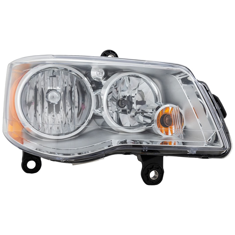 Headlight Assembly for Dodge Grand Caravan 2011-2020, Chrysler Town and Country 2008-2016, Right (Passenger), Halogen, Chrome Interior, Replacement (CAPA Certified)