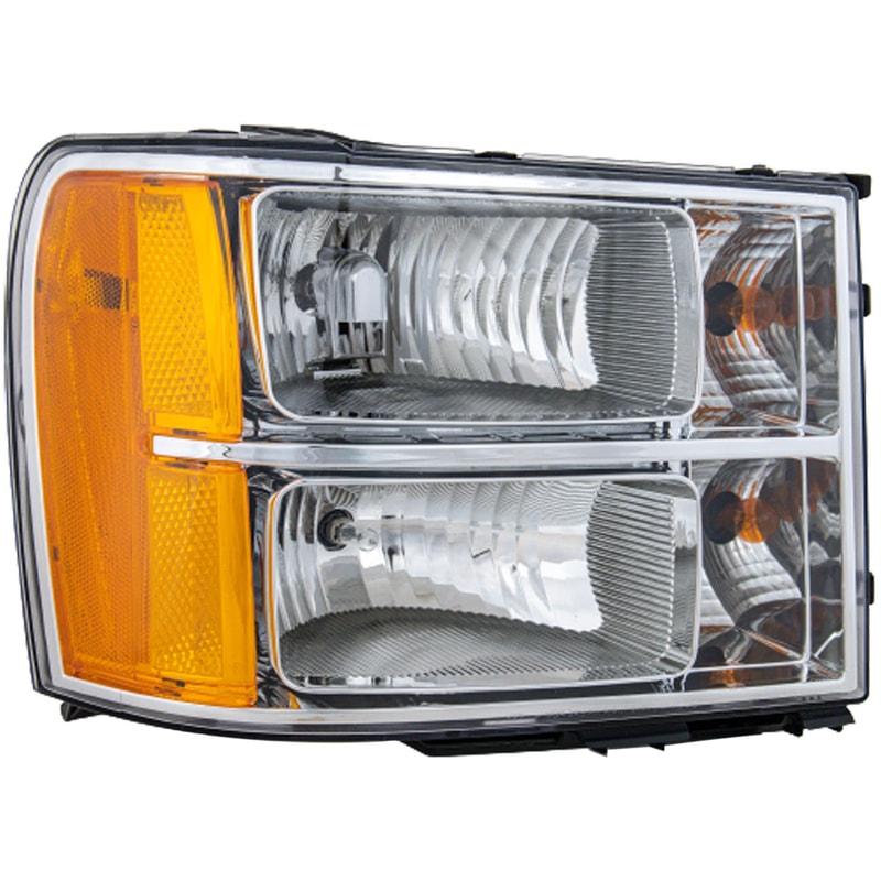 Headlight Assembly for GMC Sierra 2007-2014, Right (Passenger) Side, Halogen, New Body Style, Replacement