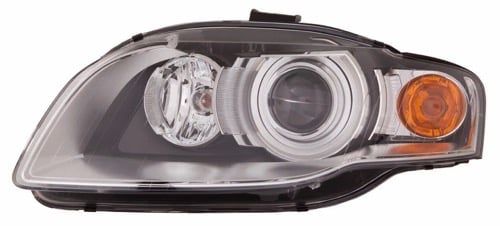 Left (Driver) Headlight Assembly for 2005-2008 Audi A4, Front Replacement Housing/Lens/Cover, with Xenon, without Curve Lighting Light, Composite,  8E0941029BA, Replacement