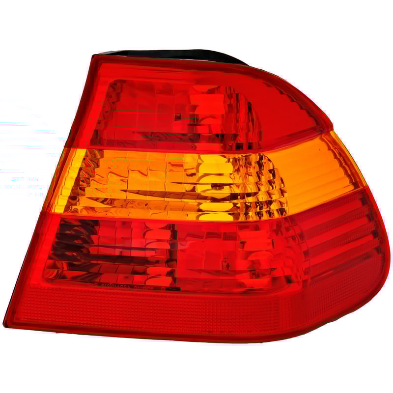 Tail Light for BMW 3-Series 2002-2005, Right (Passenger) Side, Outer Lens and Housing, Amber Red Lens, Sedan, Replacement Models: 320i, 325i, 330i.