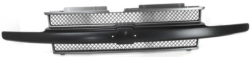 Grille for Chevrolet Trailblazer 2002-2005, Painted Black Shell and Insert with Black Center Bar, without Headlight Washer Holes, Replacement