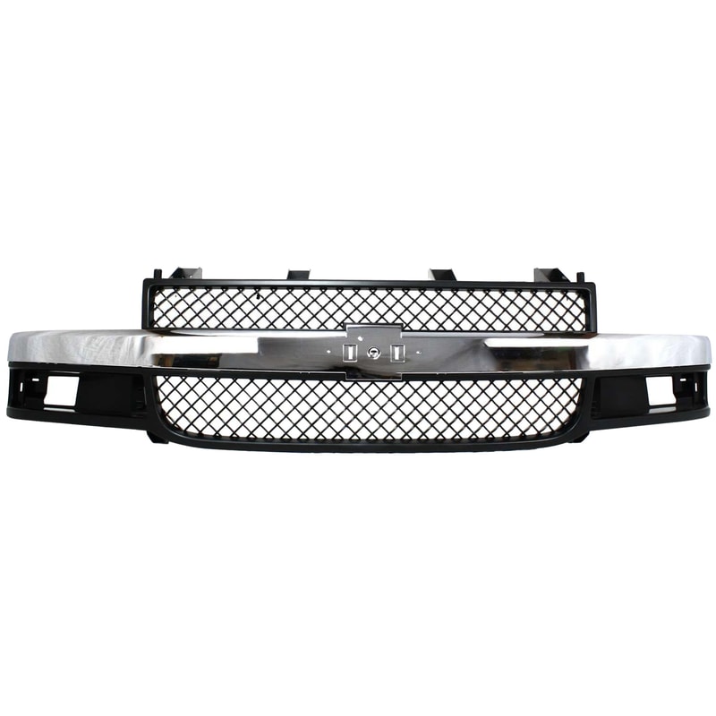 Grille for 2003-2023 EXPRESS/SAVANA VAN, Gray Shell and Insert with Chrome Center Bar, Compatible with Composite Headlights, Replacement