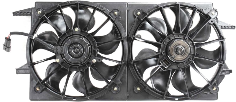 Radiator Fan Shroud Assembly for Chevrolet Malibu 1997-2003/ Pontiac Grand AM 1999-2004, Dual, Replacement